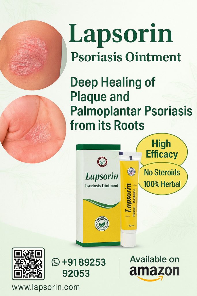Lapsorin psoriasis ointment combines ancient Ayurvedic wisdom with modern purity to heal psoriasis gently and effectively. Free from steroids and chemicals, it restores balance to the skin. Trusted by dermatologists and patients worldwide. https://lapsorin.com